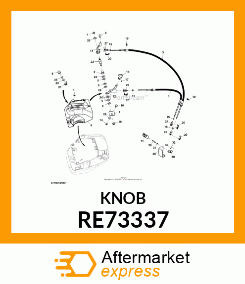 KNOB, CONTROL, ASSY W/SET SCREW RE73337