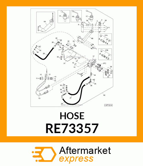 HYDRAULIC HOSE, ASSEMBLY MID MOUNT RE73357