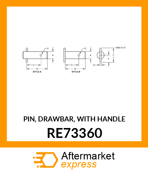 PIN, DRAWBAR, WITH HANDLE RE73360