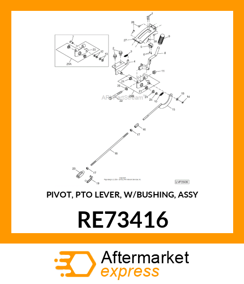 PIVOT, PTO LEVER, W/BUSHING, ASSY RE73416