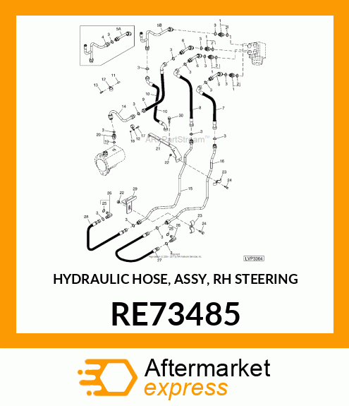 HYDRAULIC HOSE, ASSY, RH STEERING RE73485