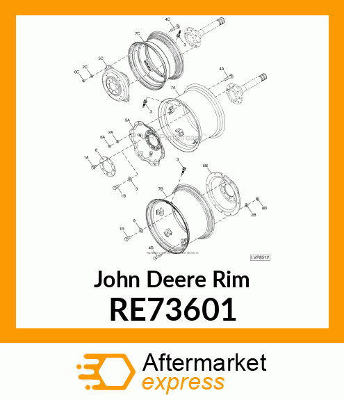 RIM, DRIVE WHEEL W/CLAMPS, 15X24 RE73601