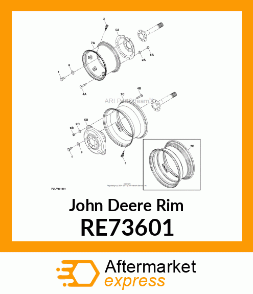 RIM, DRIVE WHEEL W/CLAMPS, 15X24 RE73601