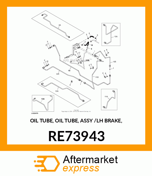 OIL TUBE, OIL TUBE, ASSY /LH BRAKE, RE73943