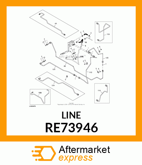 LINE,OIL,ASSY /LH BRAKE, LOWER RE73946