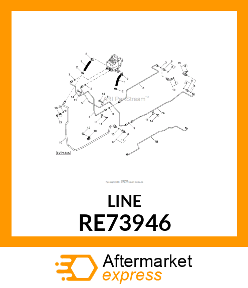 LINE,OIL,ASSY /LH BRAKE, LOWER RE73946