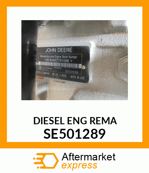 ENGINE,COMPLETE RUNNING REMANUFACTU SE501289