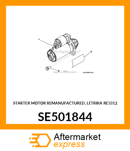 STARTER MOTOR REMAN, LETRIKA RE5312 SE501844