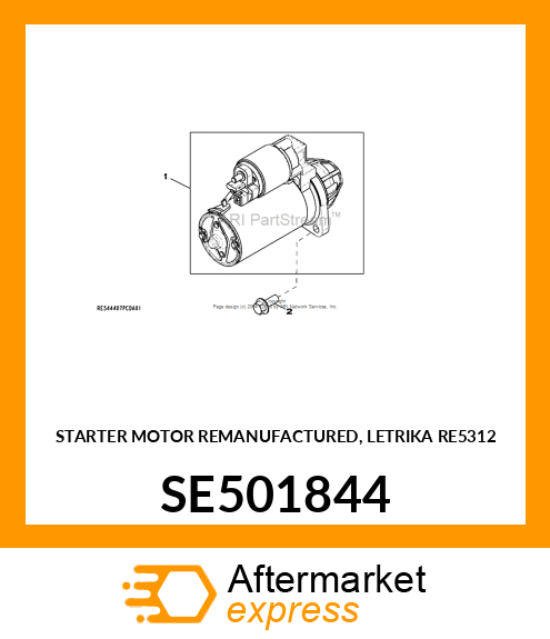 STARTER MOTOR REMAN, LETRIKA RE5312 SE501844