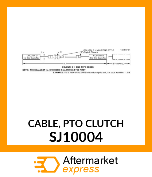 CABLE, PTO CLUTCH SJ10004