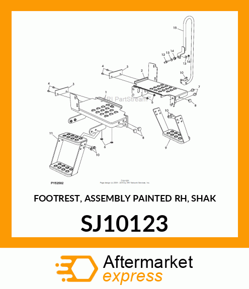 FOOTREST, ASSEMBLY PAINTED RH, SHAK SJ10123