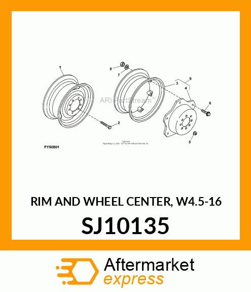 RIM AND WHEEL CENTER, W4.5 SJ10135