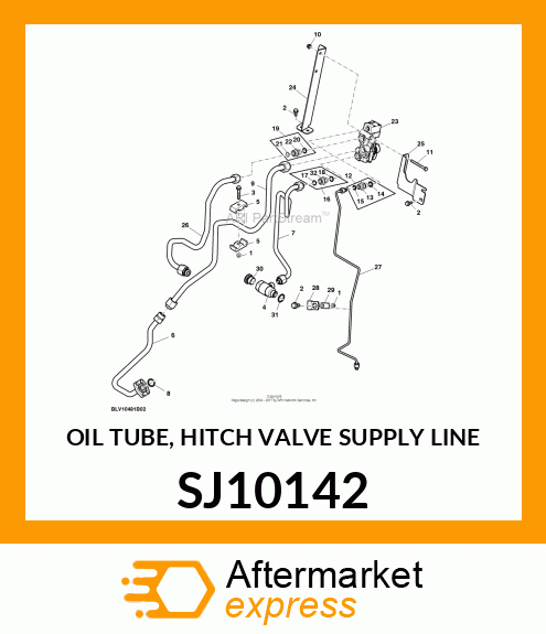 OIL TUBE, HITCH VALVE SUPPLY LINE SJ10142