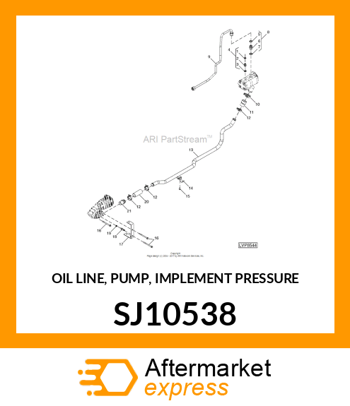 OIL LINE, PUMP, IMPLEMENT PRESSURE SJ10538