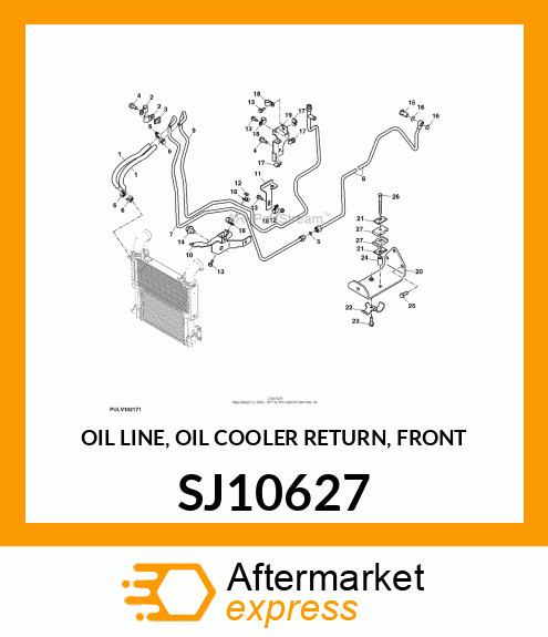 OIL LINE, OIL COOLER RETURN, FRONT SJ10627