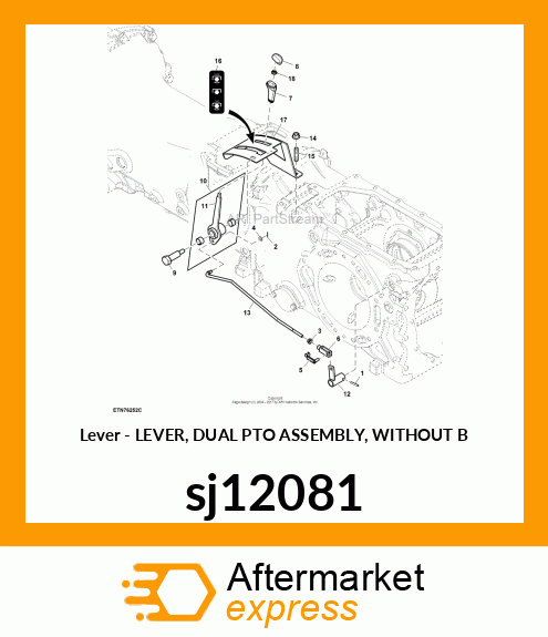 LEVER, DUAL PTO ASSEMBLY, WITHOUT B sj12081
