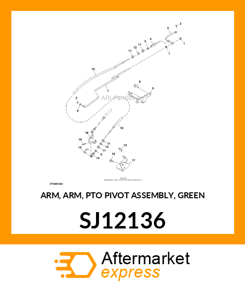 ARM, ARM, PTO PIVOT ASSEMBLY, GREEN SJ12136