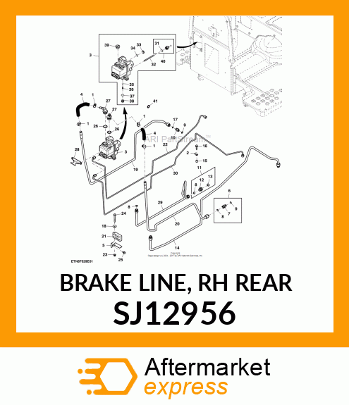 BRAKE LINE, RH REAR SJ12956