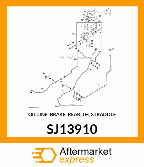 OIL LINE, BRAKE, REAR, LH, STRADDLE SJ13910