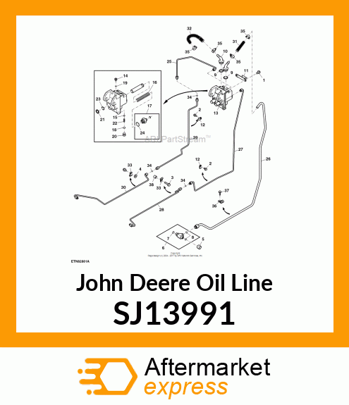 OIL LINE, TRACTOR BRAKE VALVE TO TA SJ13991