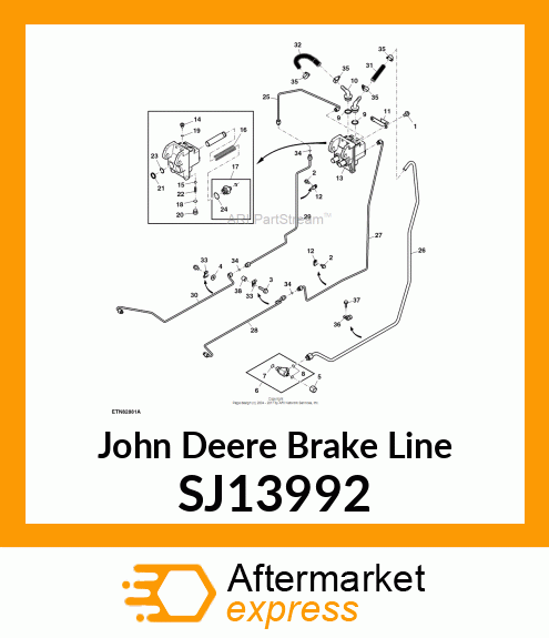 BRAKE LINE, BRAKE LINE, RH SJ13992