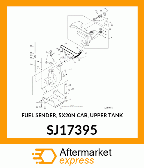 FUEL SENDER, 5X20N CAB, UPPER TANK SJ17395