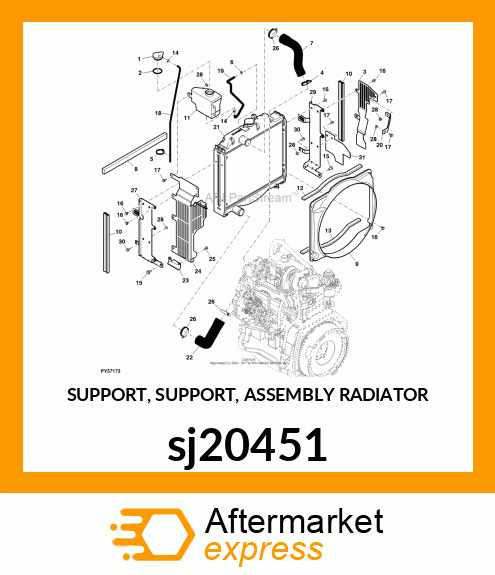 SUPPORT, SUPPORT, ASSEMBLY RADIATOR sj20451