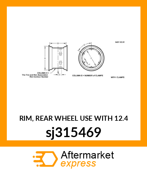RIM, REAR WHEEL USE WITH 12.4 sj315469