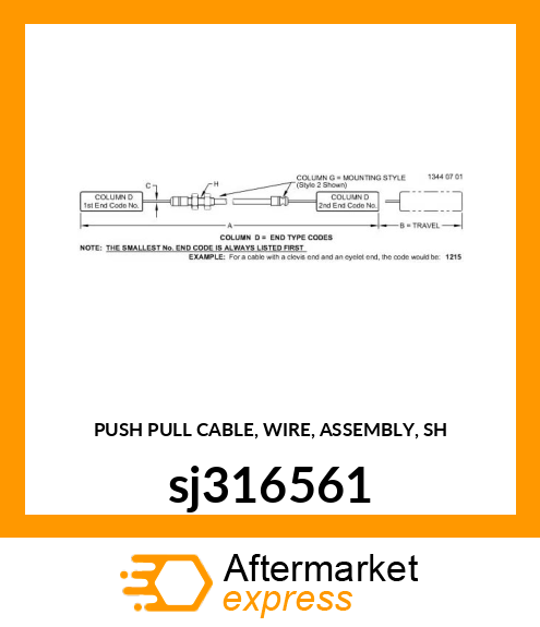 PUSH PULL CABLE, WIRE, ASSEMBLY, SH sj316561