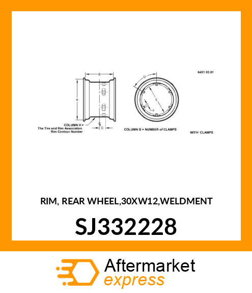 RIM, REAR WHEEL,30XW12,WELDMENT SJ332228