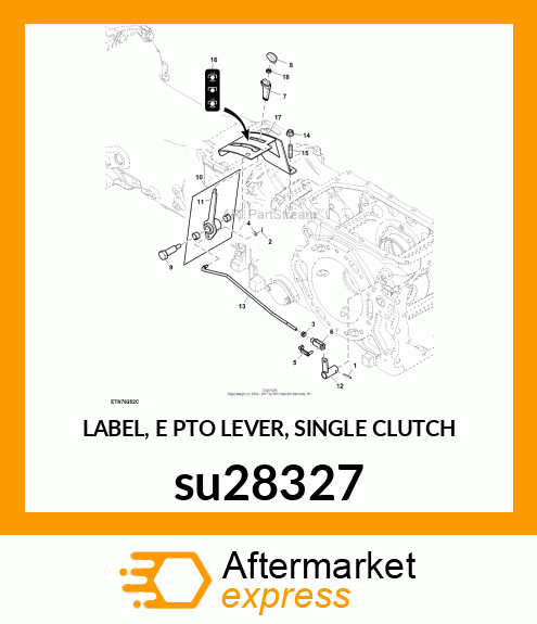 LABEL, E PTO LEVER, SINGLE CLUTCH su28327