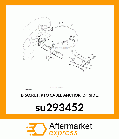 BRACKET, PTO CABLE ANCHOR, DT SIDE, su293452