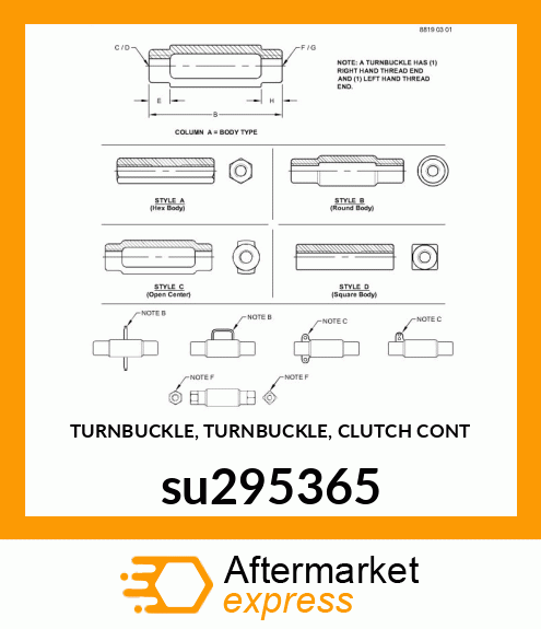 TURNBUCKLE, TURNBUCKLE, CLUTCH CONT su295365