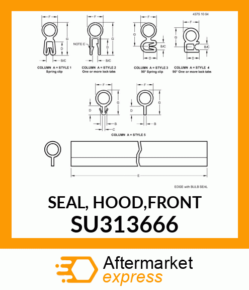 SEAL, HOOD,FRONT SU313666