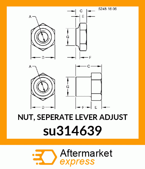 NUT, SEPERATE LEVER ADJUST su314639