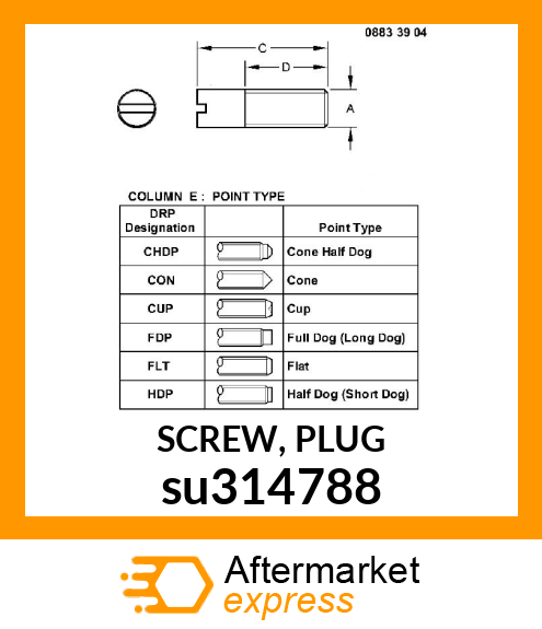 SCREW, PLUG su314788