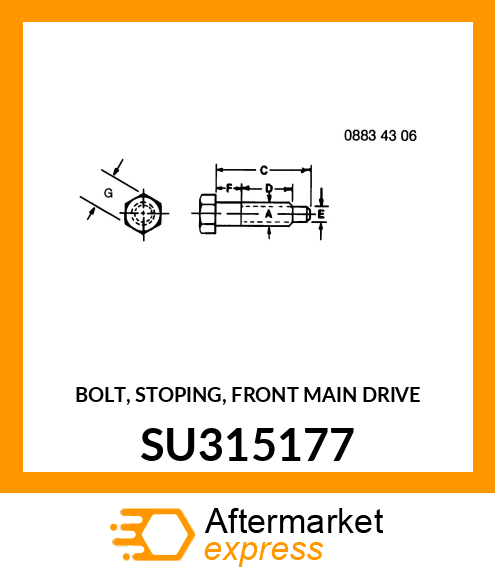 BOLT, STOPING, FRONT MAIN DRIVE SU315177