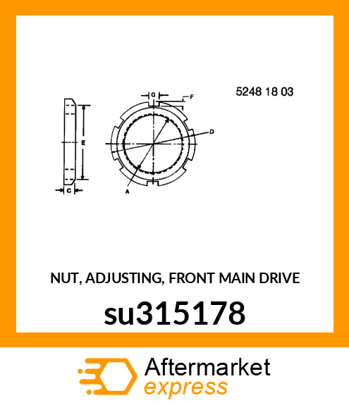 NUT, ADJUSTING, FRONT MAIN DRIVE su315178