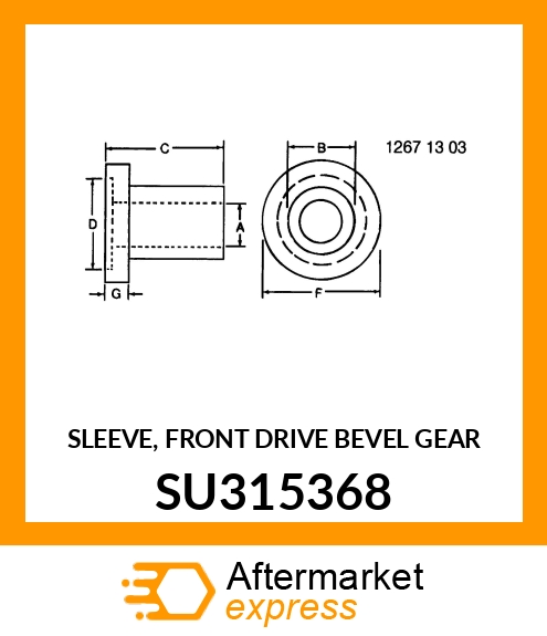 SLEEVE, FRONT DRIVE BEVEL GEAR SU315368