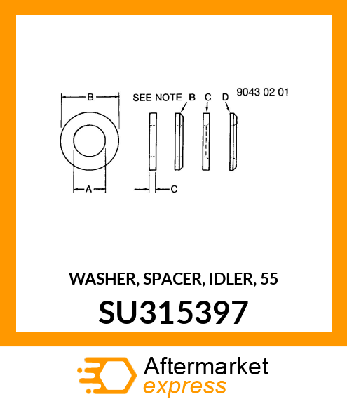 WASHER, SPACER, IDLER, 55 SU315397