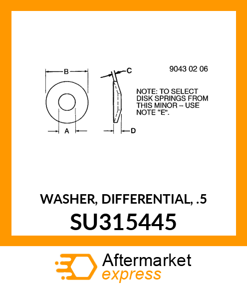 WASHER, DIFFERENTIAL, .5 SU315445