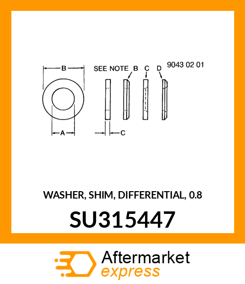 WASHER, SHIM, DIFFERENTIAL, 0.8 SU315447