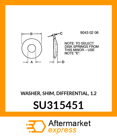 WASHER, SHIM, DIFFERENTIAL, 1.2 SU315451