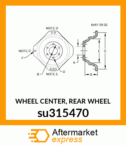 WHEEL CENTER, REAR WHEEL su315470