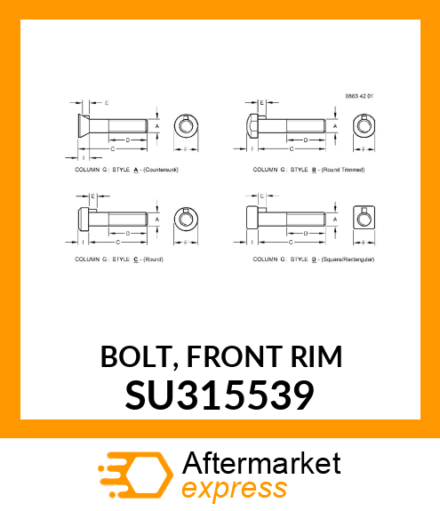 BOLT, FRONT RIM SU315539