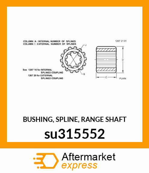 BUSHING, SPLINE, RANGE SHAFT su315552