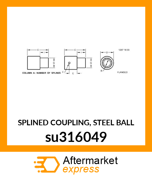 SPLINED COUPLING, STEEL BALL su316049