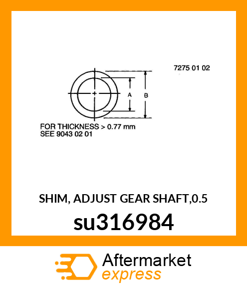 SHIM, ADJUST GEAR SHAFT,0.5 su316984