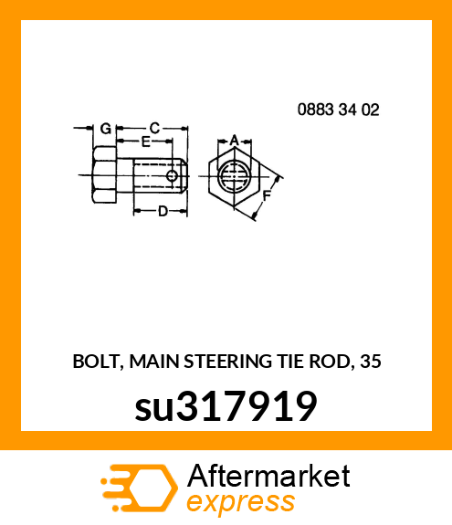 BOLT, MAIN STEERING TIE ROD, 35 su317919