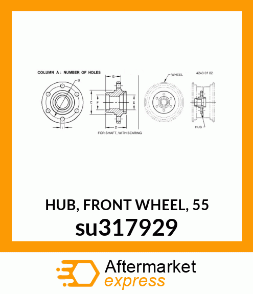 HUB, FRONT WHEEL, 55 su317929